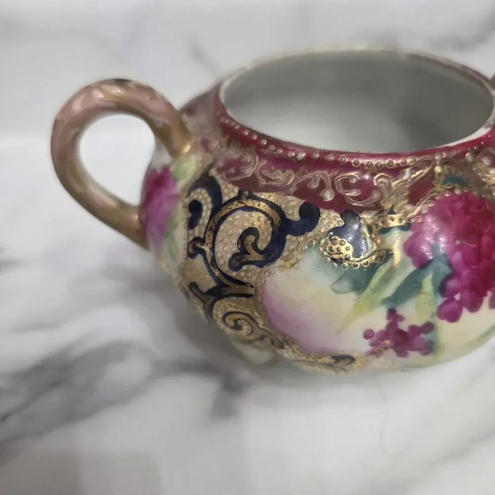 Antique Nippon Moriage Salt Cellar Early Noritake Morimura Brothers Hand Painted